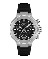 Tissot Unisex Black Dial Rubber Strap Watch, 38mm