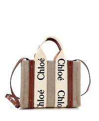 Pre-Owned Chloe Small Woody Convertible Tote Canvas with Leather