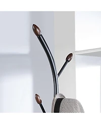 Rainsken Metal Standing Coat Rack with 9 Hooks, Stable Round Base and Elegant Branch Design, Perfect for Coats and Hats for Entryway, Hallway