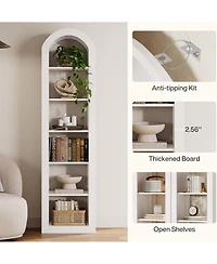 Tribesigns 6-Tier Narrow Bookshelf, 74.8" Tall Arched Bookshelf, for Small Space, Home Office(2 Pcs)