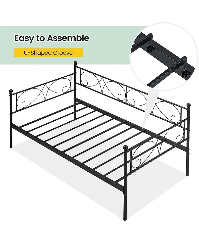 gaomon Daybed Frame with Headboard Heavy Duty Metal Slats Mattress Foundation Space-Saving Sofa Bed