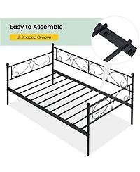 gaomon Daybed Frame with Headboard Heavy Duty Metal Slats Mattress Foundation Space-Saving Sofa Bed