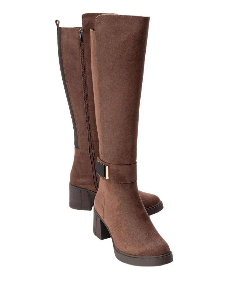 Prologue Shoes Moreni Stretch Buckle Block Heel Knee High Boot (Women)