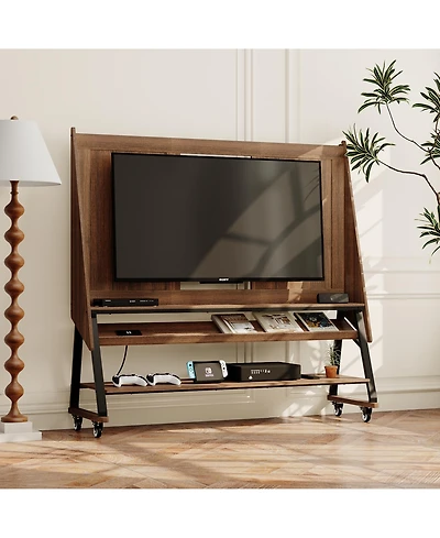 Homsee 40-60 Inch Universal Tv Stand, Movable Media Console, Entertainment Center with 3-Layer Storage Rack