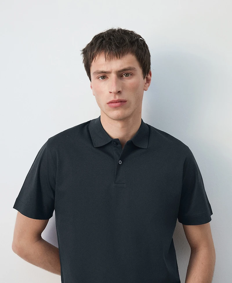 Mango Men's Cotton Fine-Knit Polo Shirt