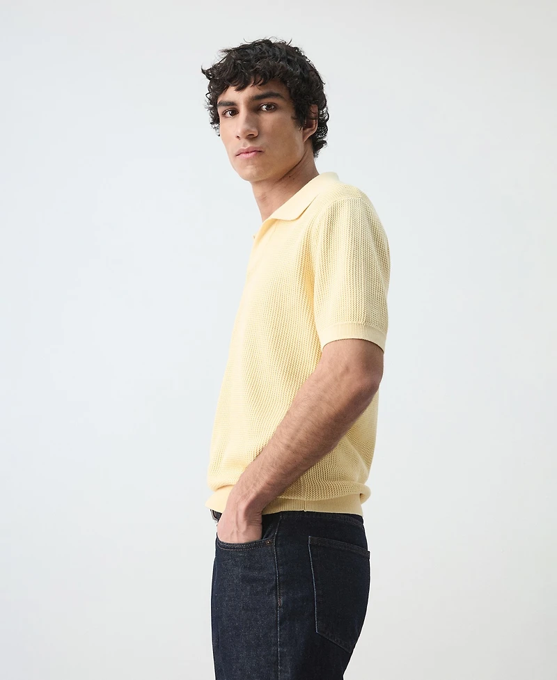 Mango Men's Cotton Knitted Structure Polo Shirt