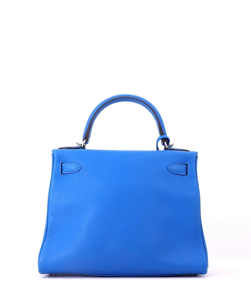 Pre-Owned HERMES Kelly 28 Handbag Evercolor with Palladium Hardware