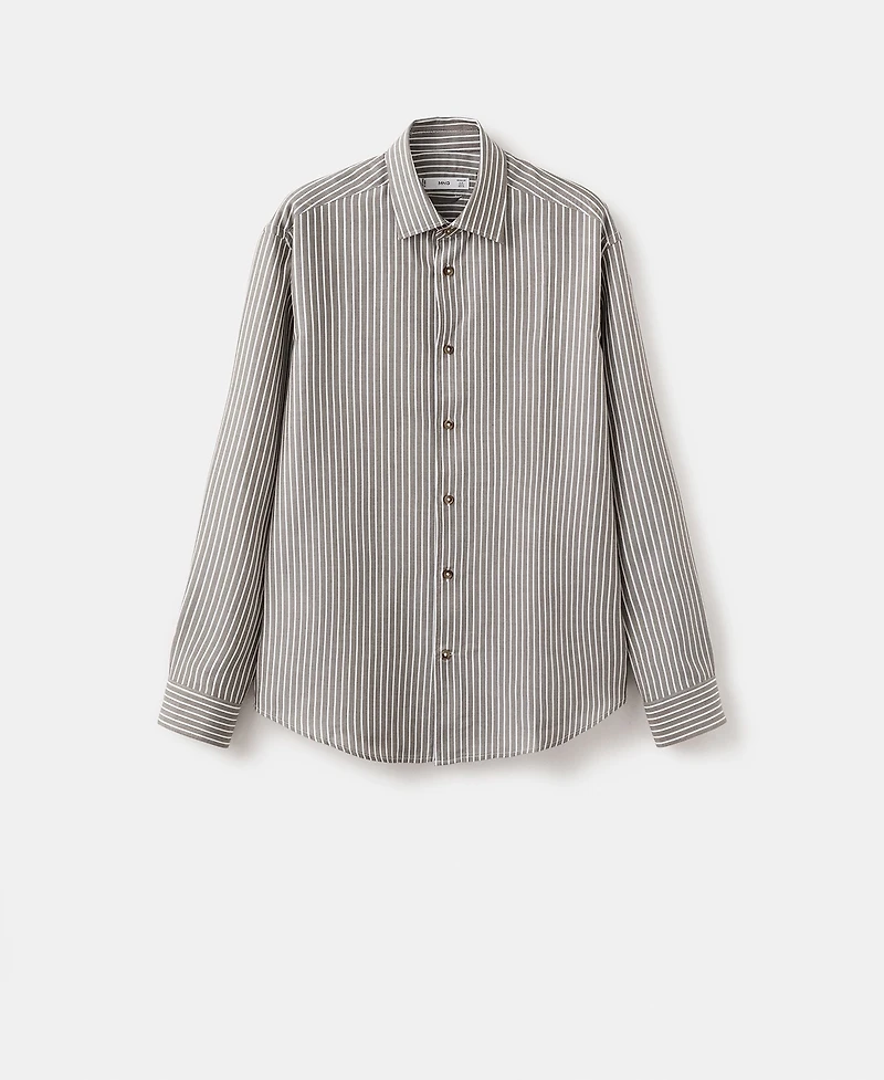 Mango Men's Regular Fit Striped Lyocell Shirt