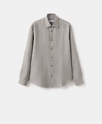 Mango Men's Regular Fit Striped Lyocell Shirt