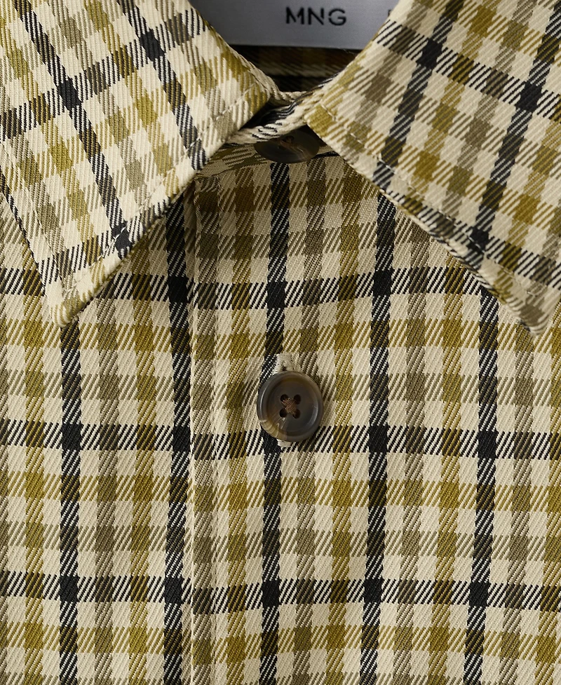 Mango Men's Plaid Print Button Jacket