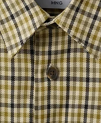 Mango Men's Plaid Print Button Jacket
