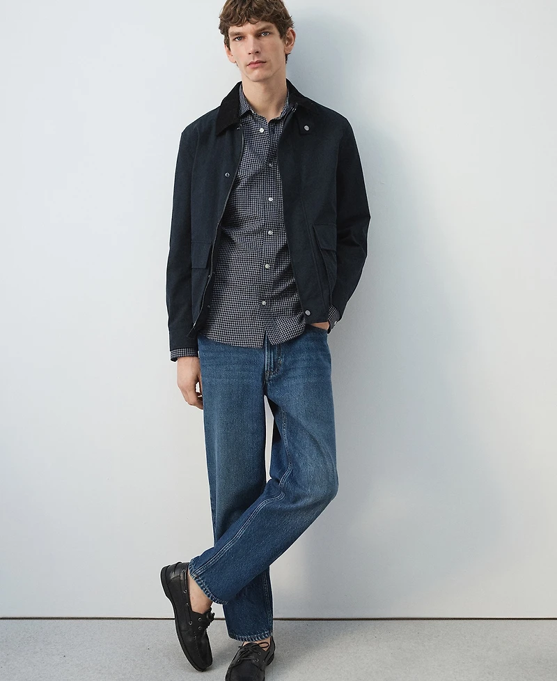 Mango Men's Corduroy Collar Water-Repellent Jacket