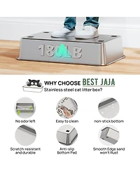 Ltmate Stainless Steel Litter Box with Lid,with Triple Pedal, Non-Sticky