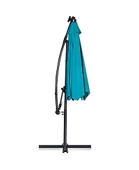 Gymax 10Ft Offset Hanging Umbrella Patio Outdoor w/ 32 Solar Led Lights