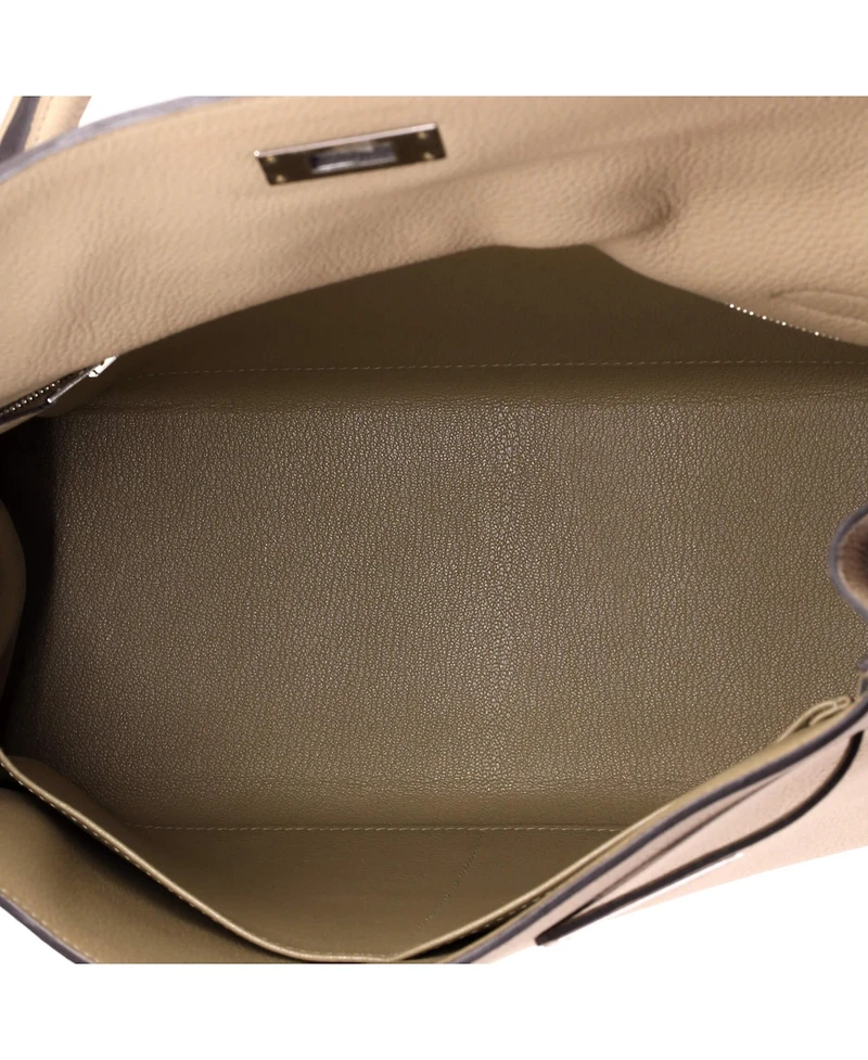 Pre-Owned HERMES Kelly Handbag Light Togo with Palladium Hardware