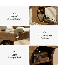 Tribesigns C-Shaped Solid Wood End Table, Farmhouse Side Table with Shelves, 2-Tier Nightstand