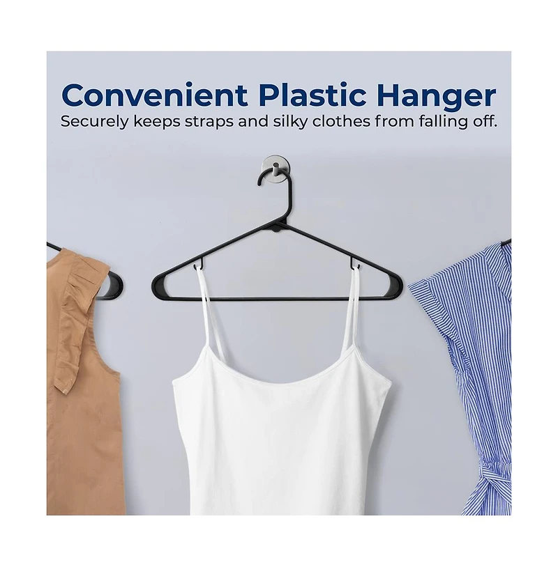 SereneLife 100 Pack Plastic Hangers – Non-Slip, Space-Saving, Durable