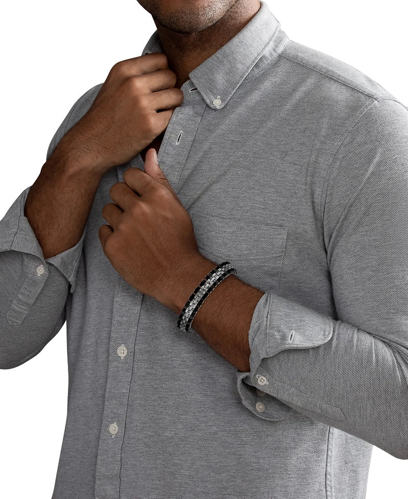 Esquire Men's Jewelry Polished Black and White Hexagon Link Bracelet in Stainless Steel