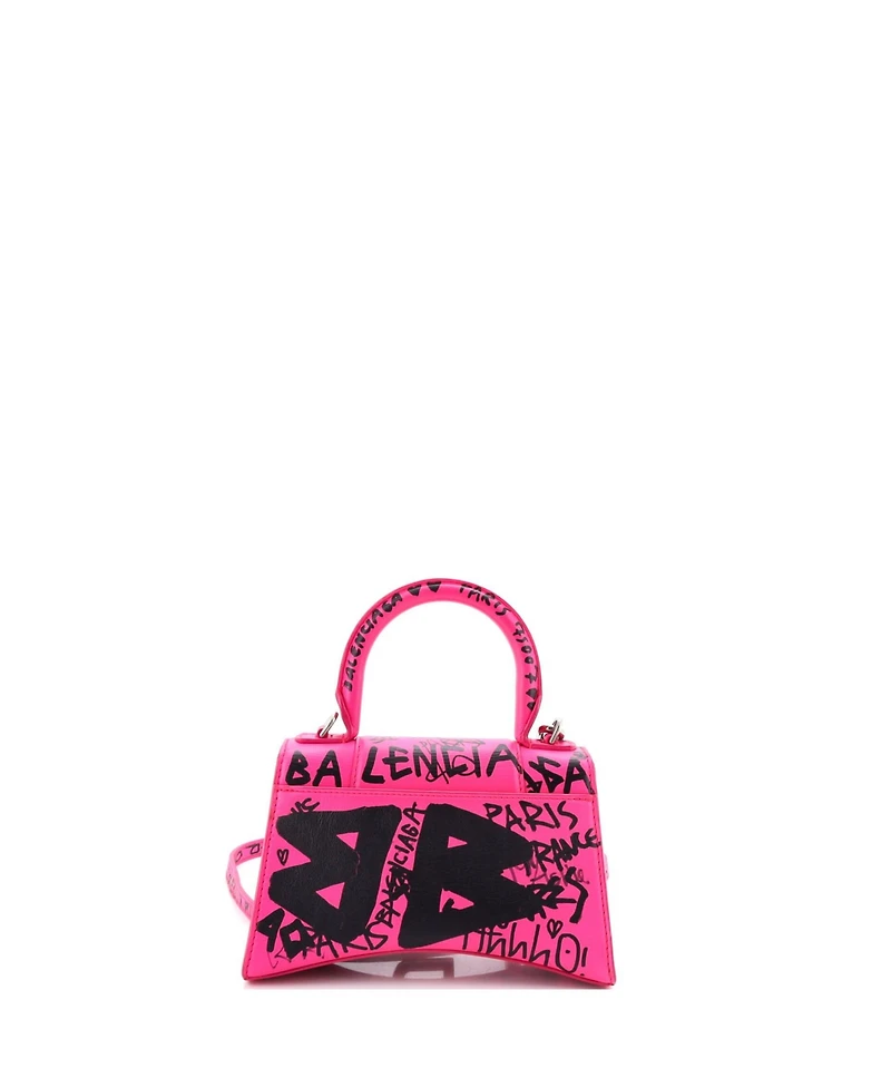 Pre-Owned Balenciaga Xs Graffiti Hourglass Top Handle Bag Leather