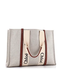 Pre-Owned Chloe Large Woody Tote Canvas with Leather