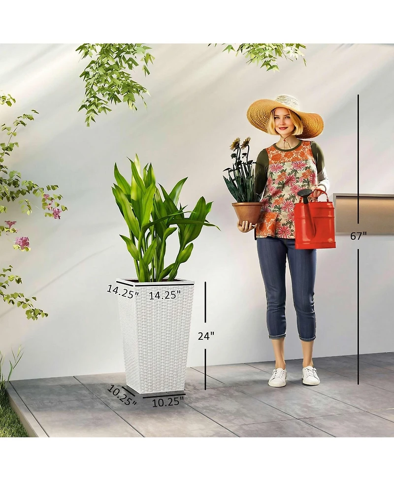 Outsunny Set of 3 Tall Planters, Indoor and Outdoor Flower Pot Set