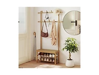 Slickblue Pe Rattan Hall Tree Coat Rack with Bench and Shoe Storage