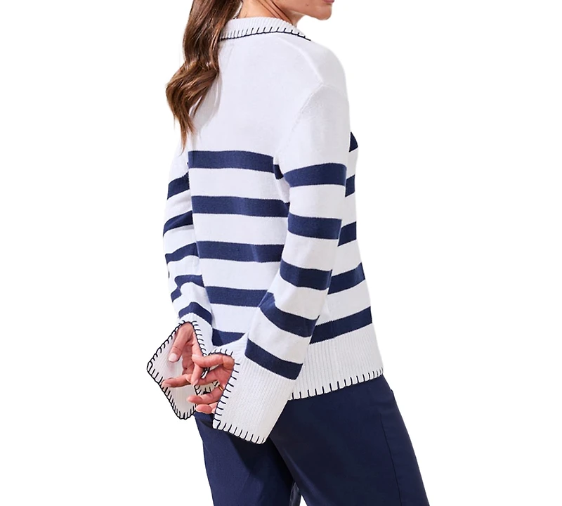 Tribal Women's Striped Polo Sweater