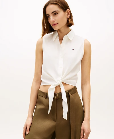 Tommy Hilfiger Women's Knotted Collared Top