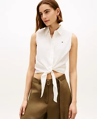 Tommy Hilfiger Women's Knotted Collared Top