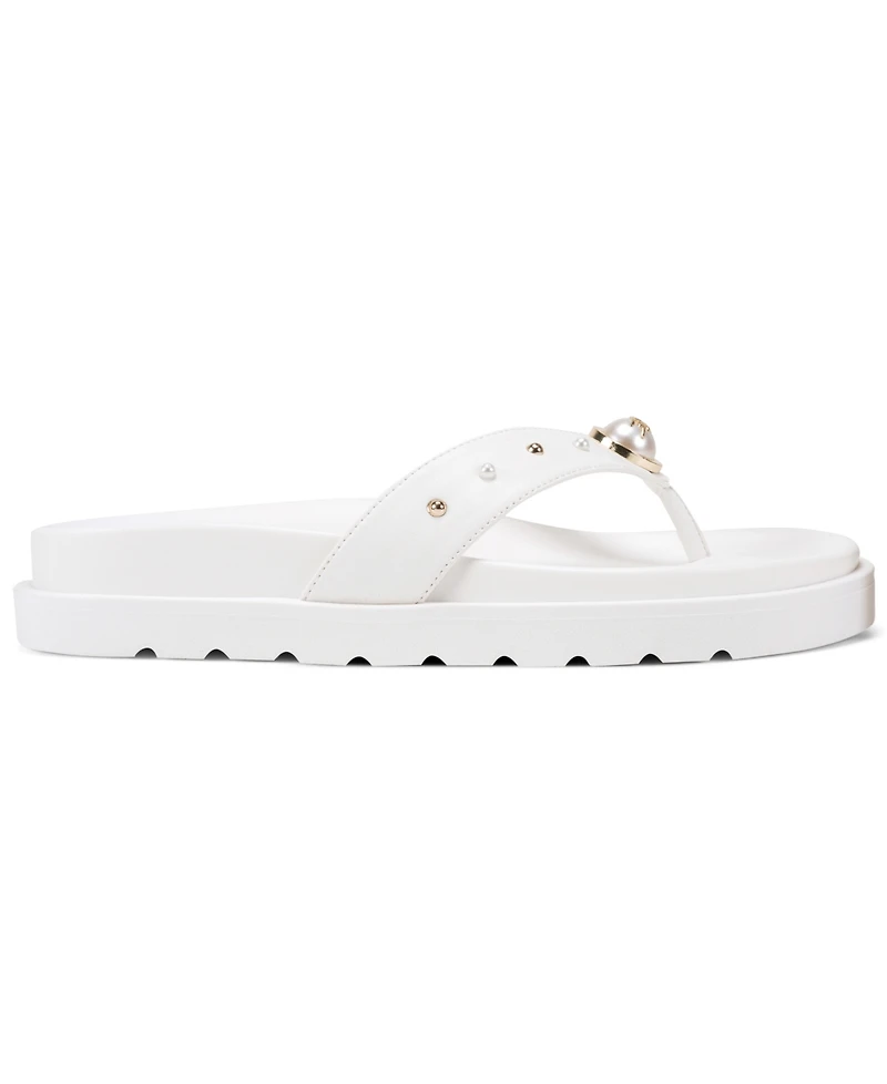 Karl Lagerfeld Paris Women's Hayze Pearl Flip Flop Sandals