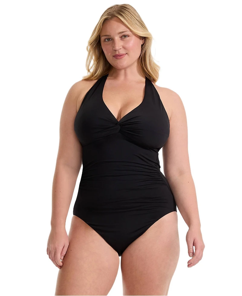 Lands' End Women's Knot Twist Halter One Piece