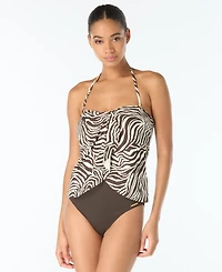 Vince Camuto Women's Draped Bandeau Neck Tankini Top