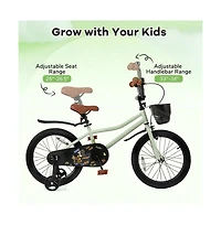 18 Inch Kids Bike Adjustable with Training Wheels for 4-8 Years Old