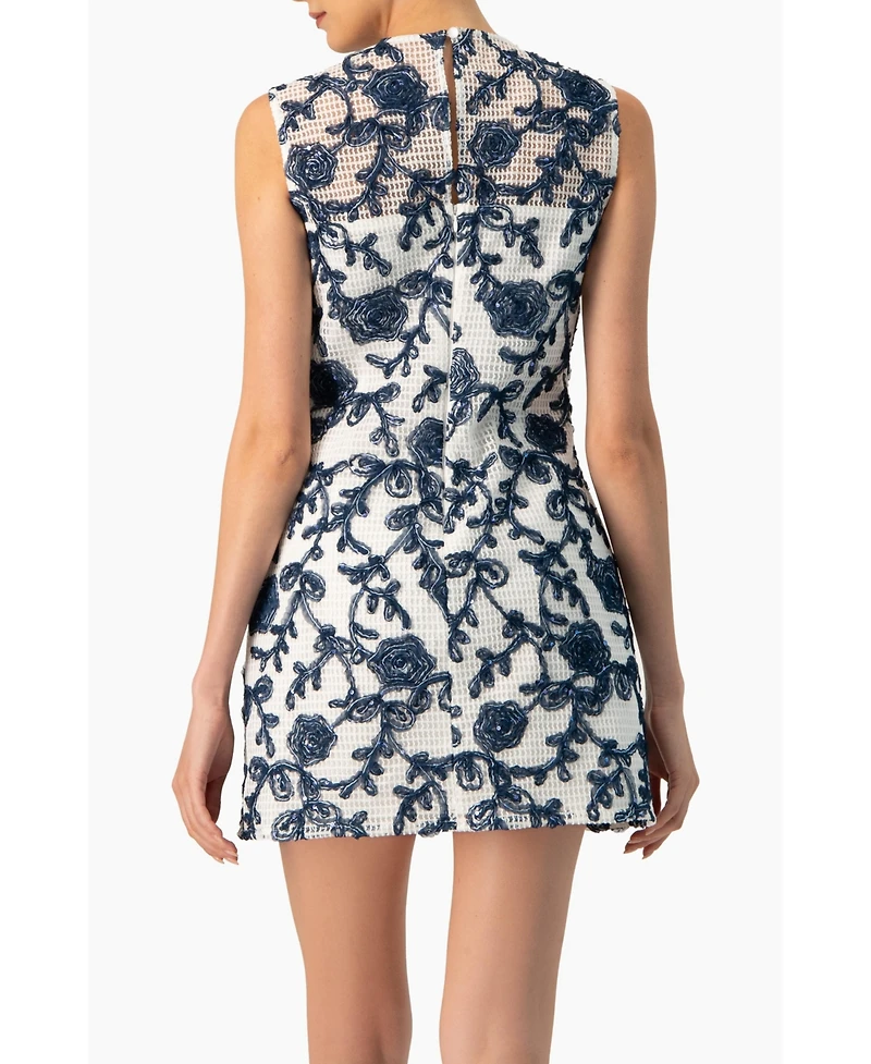 Ivonne Women's Sleeveless Embroidered A-Line Dress