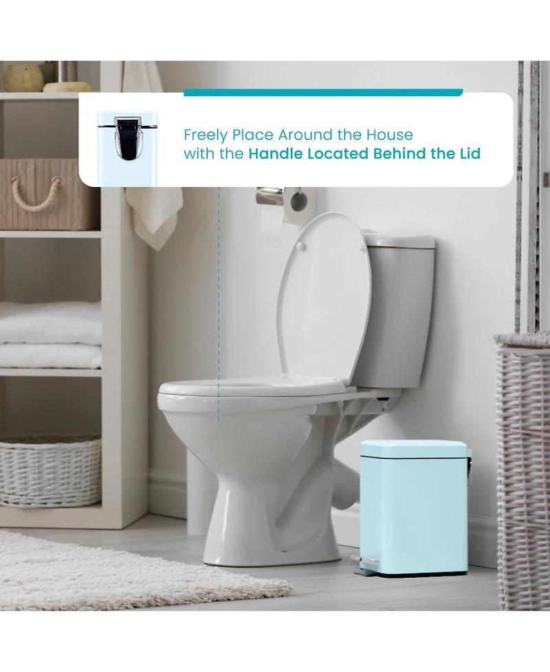 Home Zone Living 1.3 Gallon Slim Stainless Steel Trash Can with Step On Pedal and Soft Close Lid