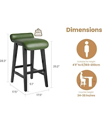 gaomon 26.2" Bar Stools Set of 4, Modern Upholstered Kitchen Stools with Low Back, Footrest & Wood Legs, Counter Height for Kitchen or Dining