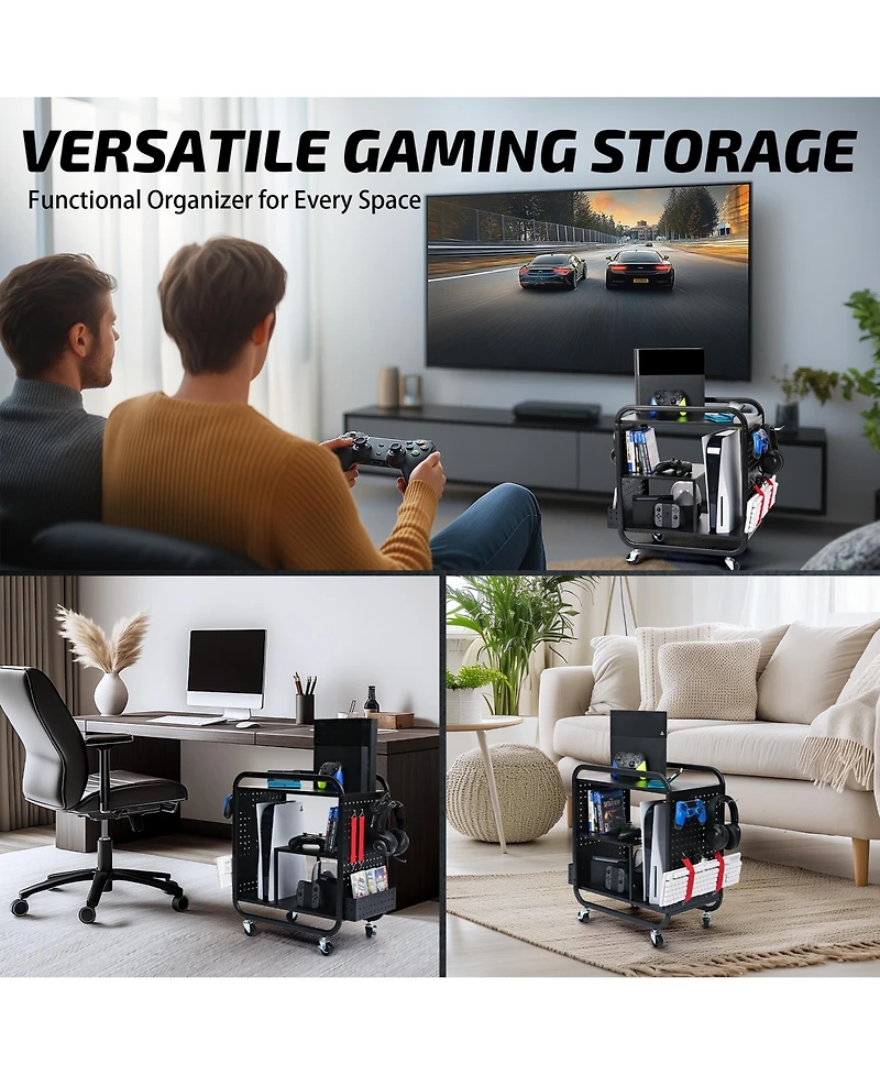 Mythinglogic Gaming Station Organizer, Metal Game Controller Holder, Video Game Console Storage Rack, Game Organizer Storage