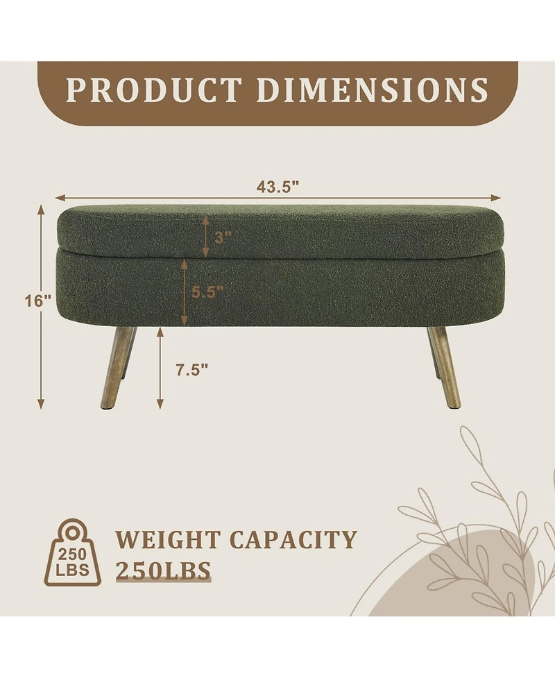 Rainsken Oval Storage Ottoman Bench