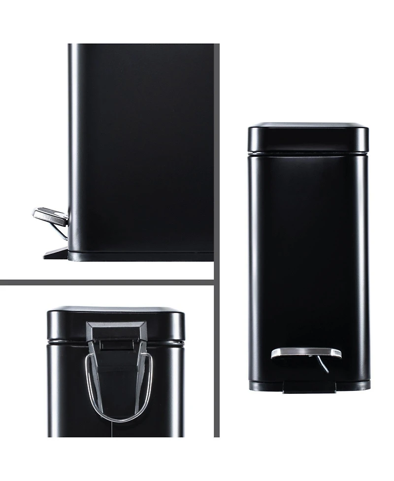 Home Zone Living 1.3 Gallon Slim Stainless Steel Trash Can with Step on Pedal and Soft Close Lid
