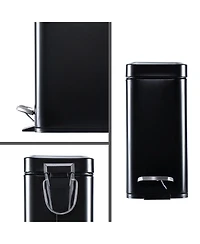 Home Zone Living 1.3 Gallon Slim Stainless Steel Trash Can with Step on Pedal and Soft Close Lid