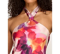 City Studios Juniors' Printed Halter Neck Dress