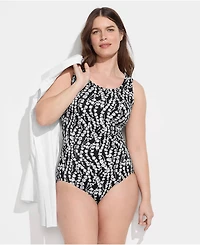 Lands' End Plus Long Tugless Low Leg One Piece Swimsuit