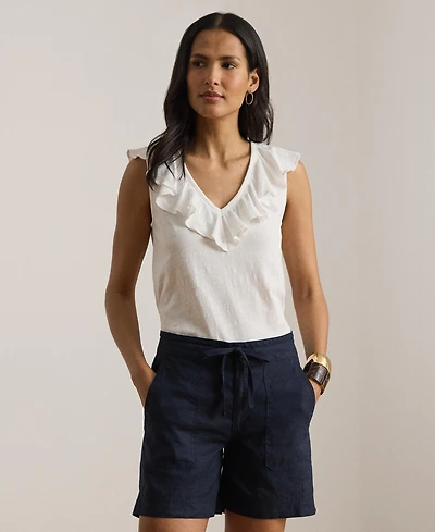 Lauren Ralph Women's Sleeveless V-Neck Top