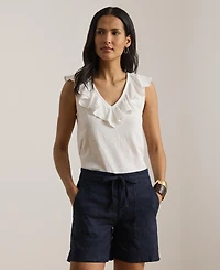 Lauren Ralph Women's Sleeveless V-Neck Top
