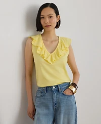 Lauren Ralph Women's Sleeveless V-Neck Top