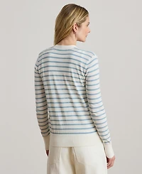 Lauren Ralph Women's Striped V-Neck Cardigan