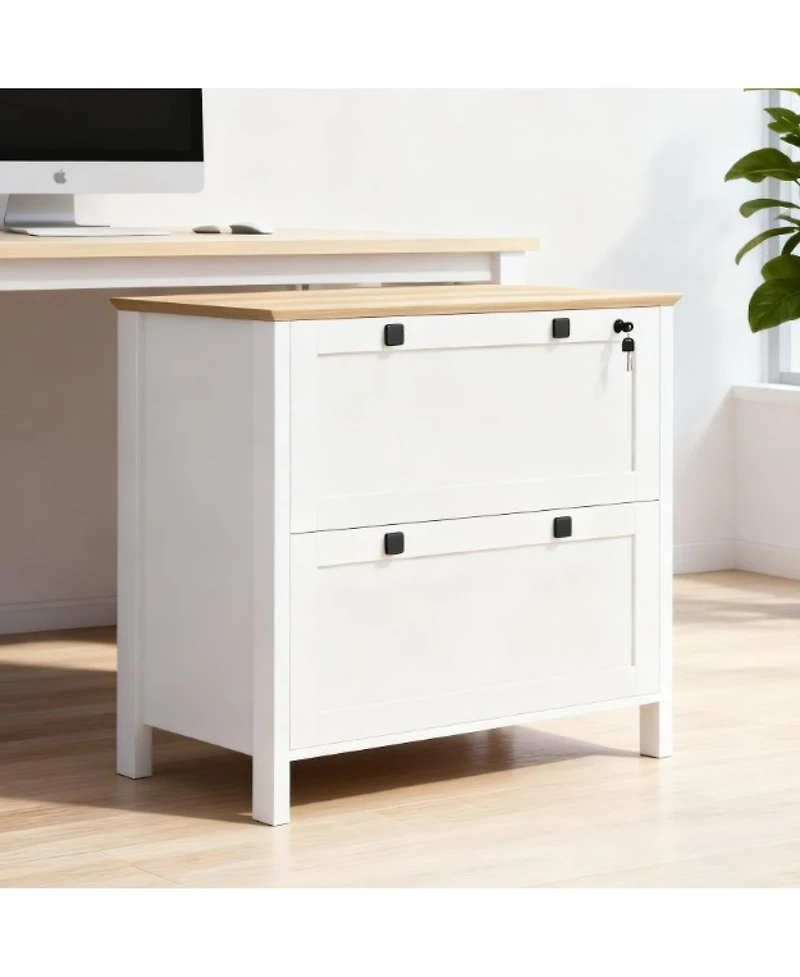 Rainsken File Cabinet, Lateral Locking Filing Cabinet with 2-Drawer and Adjustable Hanging Bar for Letter/A4/Legal, Home Office Storage Cabinet