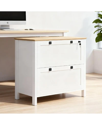 Rainsken File Cabinet, Lateral Locking Filing Cabinet with 2-Drawer and Adjustable Hanging Bar for Letter/A4/Legal, Home Office Storage Cabinet