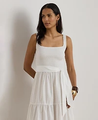 Lauren Ralph Women's Square Neck Tiered Midi Dress