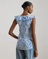 Lauren Ralph Women's Sleeveless V-Neck Top